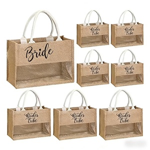 Borsa da Spiaggia Personalizzata in Iuta con Motivo a Lettere per Addio al Nubilato, con Tracolla, Misura Media - Product Image 1