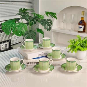 Modern Minimalist Green Bone China Eco-Friendly <b>Espresso</b> <b>Cups</b> and Saucers Set As Gifts for Home Hotels - Product Image 5