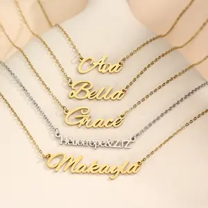 DIY Personalized Customized Jewelry 18K Gold Stainless Steel Private Customized Name Necklace Engraved Bracelet