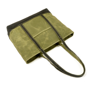 Bolso Vintage de Lona Encerada para Mujer, Bolso de Hombro de Estilo Informal Literario, Bolso de Mano para Axilas - Product Image 5