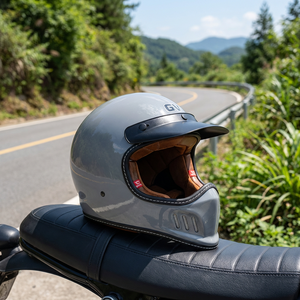 <span class=keywords><strong>Casque</strong></span> de moto intégral vintage certifié 3C Source Factory avec visière solaire, ventilé, confortable et sûr pour adultes, toutes saisons - Product Image 2