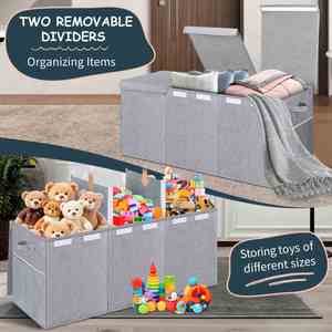 Boîtes de rangement pliables en tissu pour enfants, cubes organisateurs, boîtes de rangement pour jouets pliables de grande taille avec couvercle - Product Image 3