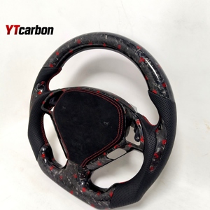 YTcarbon para G37 G35 G25 EX25 EX35 EX37 QX50 IPL <span class=keywords><strong>Nismo</strong></span> Racing Style Custom Real Forged Red Flakes <span class=keywords><strong>Volante</strong></span> de fibra de carbono - Product Image 2