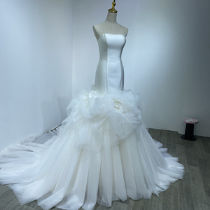 Classic Mermaid Strapless <b>Wedding</b> <b>Dress</b> 3D Flower Luxury Elegant <b>Wedding</b> <b>Dress</b> Wm15 - Product Image 2