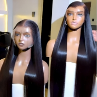 Perruque frontale en dentelle HD densité 250, cheveux humains lisses, pleine densité, cheveux vierges bruts SDD, effet peau indétectable