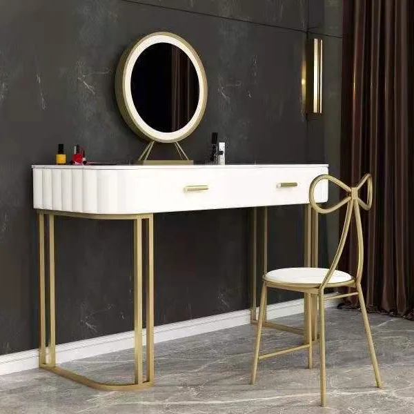 Moderne Luxe Make-Up Tafel Met Spiegel En Kruk Make-Up Kaptafel Spiegel Salon Set Stations