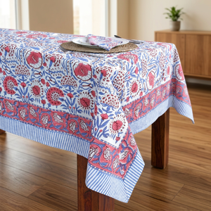 Nappe de table et set de table Khushboo en coton écologique, style naturel de luxe, imprimé floral, pour décoration intérieure, mariage, jardin, fête, 3 mm - Product Image 3