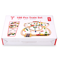 Set de Tren Urbano de Madera - Juguete de Vías de Ferrocarril para Niños con Vagones/Señales/Edificios, Set de Construcción Creativo para Desarrollar la Motricidad Fina
