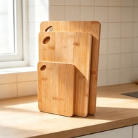 Rechthoekig bamboe snijplank met handvatgat, natuurlijk houten snijplank voor keuken, voedsel, groente en vleesbereiding
