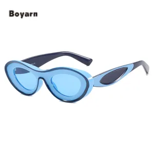 Boyarn ขายตรงเว้ารูปสีจับคู่แว่นตากันแดดสําหรับผู้ชายและผู้หญิง Hip Hop แว่นตากันแดดสไตล์พังก์ขายส่ง