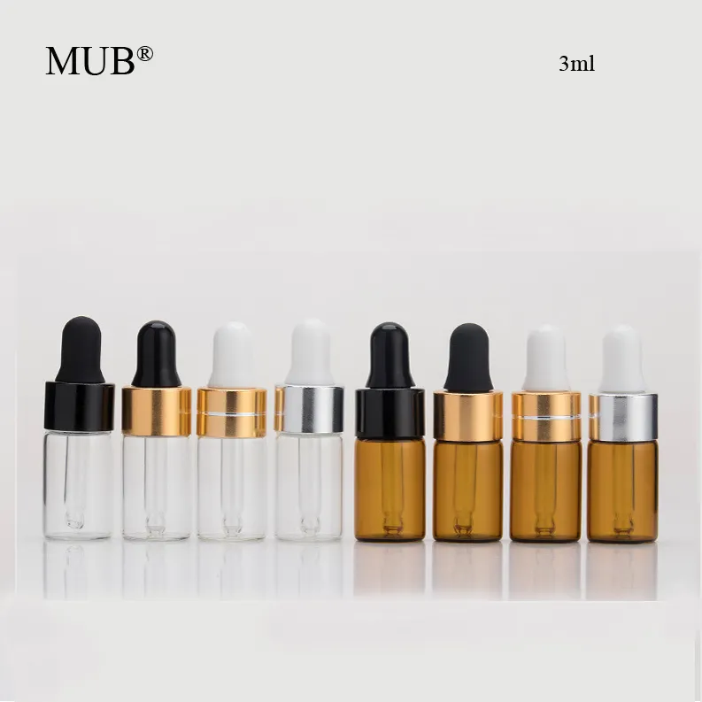 MUB Amber Clear 1ミリリットル2ミリリットル3ミリリットル5ミリリットルGlass Essential Oil Dropper Bottle With Aluminum Screw Cap Rubber Dropper