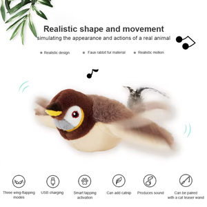 New sạc điện mô phỏng Chim điều khiển từ xa đồ chơi cho mèo tự động vỗ cánh mèo Chim Hót Líu lo đồ chơi sang trọng - Product Image 5