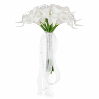Französischer Stil Handblumen-Fotografie-Requisite Weiße Künstliche Calla-Lilie mit Perlenband Hochzeitszeremonie Brautstrauß
