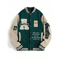 Veste de baseball pour hommes Colorblock à bordure rayée avec lettres graphiques Veste Letterman pour enfants Vente en gros