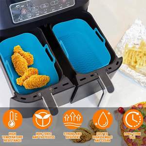 2 unidades de accesorios de silicona reutilizables sin BPA de grado alimenticio para freidora de aire, insertos rectangulares para bandeja de horno y cesta de cocción - Product Image 3