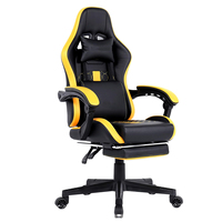 Chaise de jeu ergonomique pivotante avec accoudoirs réglables, repose-pieds, style chinois, confortable, inclinaison manuelle, vérin à gaz 2 positions, en PU