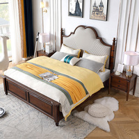 Tête de lit moderne de luxe léger, style rétro, pour chambre principale, double, réglable, écologique, avec dossier souple et rangement intégré en bois massif