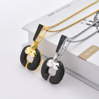 Collier pendentif gorille en CZ noir en gros, bijoux hip-hop pour hommes