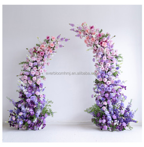 G66 Arrangements floraux romantiques d'extérieur pour mariage, arche de <span class=keywords><strong>fleurs</strong></span> artificielles en soie rose lilas pour décoration d'événements - Product Image 4