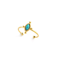 Bague vintage en acier inoxydable avec pierre précieuse naturelle turquoise paon, étanche et inaltérable, vente en gros