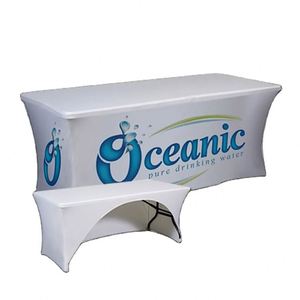 Nappe de table ajustée personnalisable avec logo et dimensions sur mesure, par sublimation, pour salons professionnels - Product Image 3
