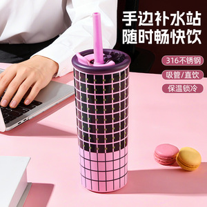 Doubledream Dual Drink Insulated Tumbler 316 Stainless Steel With Straw For Travel And Office Use - Product Image 5