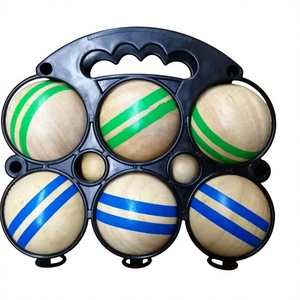Set di <span class=keywords><strong>Bocce</strong></span> in Legno con 6 Palline, Gioco da Giardino con Supporto in Plastica, Giocattolo Sportivo per Esterni, Giardino e Spiaggia - Product Image 1