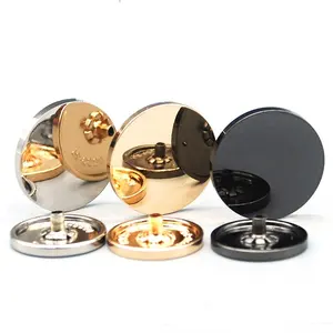 Good Quality Low MOQ Round Button Plating Zinc Alloy Custom Logo Press Snap Button Metal Fastener for Clothes