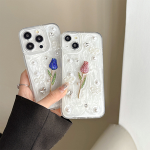 Custodia per <span class=keywords><strong>iPhone</strong></span> 16 in Resina Epossidica con Glitter, Perle e Strass, Stile Coreano per Donne, Compatibile con <span class=keywords><strong>iPhone</strong></span> 14, 15 Pro Max, 13, 12, 17 - Product Image 3