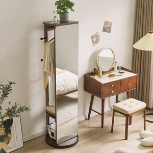 Armadio Portagioielli Girevole con Specchio a Figura Intera, Ganci e Ripiani per la Camera da Letto - Product Image 3