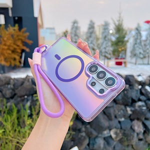 Funda para Teléfono con Correa <span class=keywords><strong>de</strong></span> Muñeca <span class=keywords><strong>de</strong></span> Color Degradado para <span class=keywords><strong>Samsung</strong></span> Galaxy S26 S23 Ultra S25 Edge S24 FE, Carga Inalámbrica, Cubierta Magnética - Product Image 3