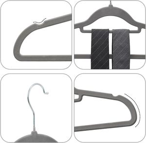 Lot de 30 cintres en velours floqué à un seul niveau, antidérapants et robustes, avec barre <span class=keywords><strong>porte</strong></span>-cravate, pour salle de bain - Product Image 3