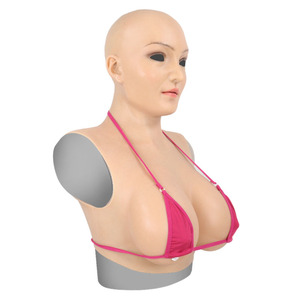Maschera Realistica in Silicone per Crossdresser Forme del <span class=keywords><strong>Seno</strong></span> Maschera Integrale con Seni Finti Costume per Uomo Drag Queen Transgender Ladyboy - Product Image 2