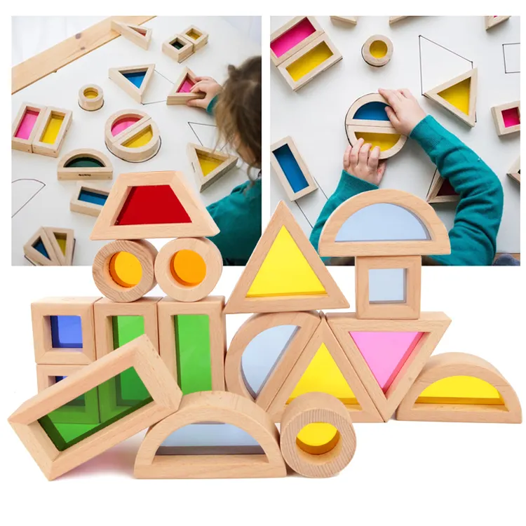 Gebäude Regenbogen Holz stapler Stapel blöcke Montessori Vorschule Lernen Lernspiel zeug für Baby Kleinkinder Kinder Jungen Mädchen