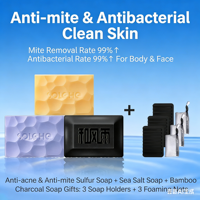 Sulfur Soap Anti-Mite Sea Salt Bamboo Charcoal Cool & Refreshing Moisturizing Face & Body Soap