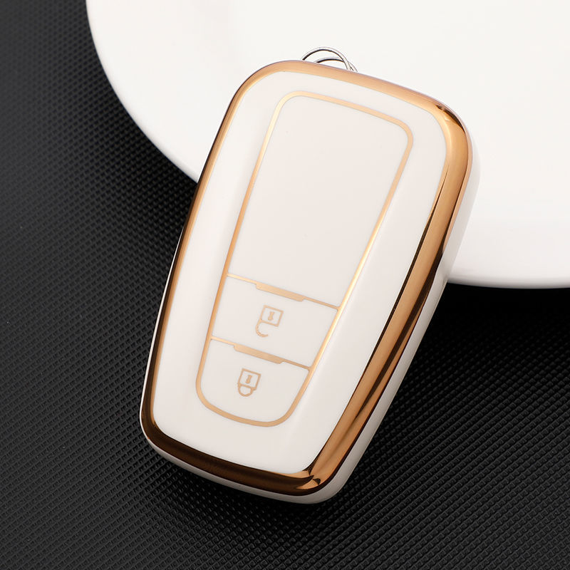 TPU Soft Fob Key Cover for New Toyota 2 Buttons Car Key Case with Gold Line Key Pouch Accessory | CJ