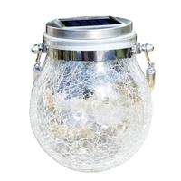 Promotion : Guirlande Solaire 20 LED pour Pot Décoratif Effet Craquelé, Lumière Solaire Extérieure en Verre pour Jardin, Patio, Cour