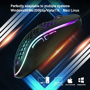 Ratón para Juegos con Cable Honeycomb, Retroiluminación RGB, 7200 DPI Ajustables, Ergonómico - Product Image 3