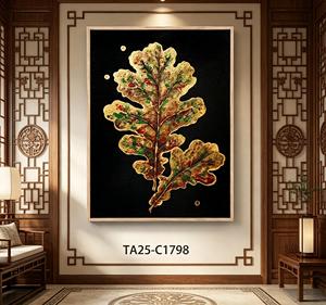 <span class=keywords><strong>D</strong></span>écoration Murale <span class=keywords><strong>Feuille</strong></span> de Chêne Dorée – Impression sur Toile Botanique Vintage Fond Noir – <span class=keywords><strong>Peinture</strong></span> <span class=keywords><strong>Feuille</strong></span> <span class=keywords><strong>d</strong></span>'<span class=keywords><strong>Automne</strong></span> Encadrée - Product Image 1