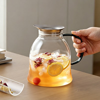 Jarra de Água Inovadora em Vidro Borossilicato com Tampa de Titânio Puro, Resistente ao Calor para Bebidas Quentes/Frias, Uso em Chá e Festas, 1-1.5L