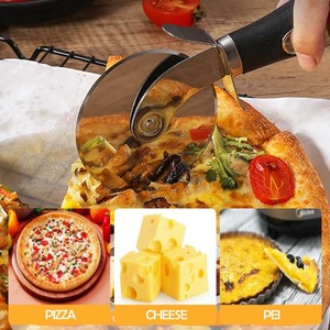 مانعة للإنزلاق الفولاذ المقاوم للصدأ شفرة حادة قطاعة فطيرة مجرفة كعكة خادم البيتزا سكين القاطع البيتزا عجلة ومقبض - Product Image 4