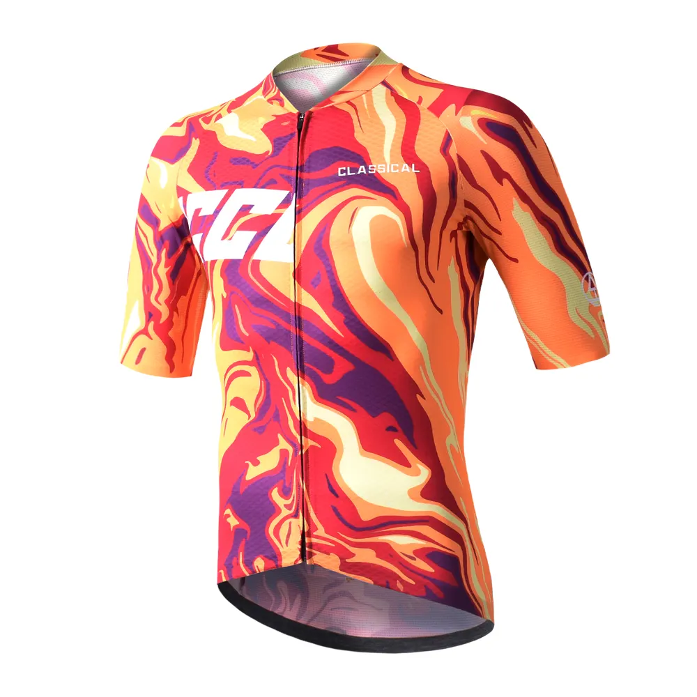 Sublimación Road Race Bike Ropa Hombres Naranja Retro Ciclismo Jersey Ropa de ciclismo