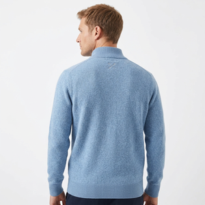 Pull col roulé 1/4 zip en laine bleu clair pour homme, manches classiques, couleur unie, anti-boulochage, idéal pour l'automne - Product Image 4