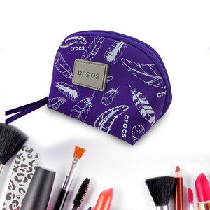 Crocs Cosmetic Bag Violet Feather Print Portable <b>Makeup</b> Storage <b>Case</b> Small Size - Product Image 4