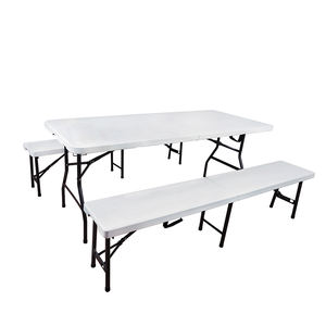 Tavolo e sedia da festa in plastica bianca da 6 piedi per esterni per eventi, campeggio e griglie per barbecue - Product Image 6