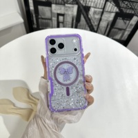 Coque de téléphone tendance avec base en époxy scintillante et sequins, avec éléments en forme de nœud, compatible avec la charge sans fil, pour IF- HOT 70