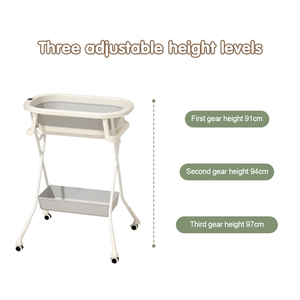 <span class=keywords><strong>Baignoire</strong></span> pour bébé avec support, thermomètre numérique, pliable, <span class=keywords><strong>hauteur</strong></span> réglable, avec roulettes et panier de rangement - Product Image 3
