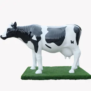 Ukuran hidup fiberglass dairy sapi model patung kaca fiber milch sapi patung maskot