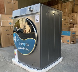 Machine à Laver Automatique à Chargement Frontal de 12 <span class=keywords><strong>kg</strong></span> en Acier Inoxydable 220 V 50 Hz avec Moteur Puissant pour Essorage Rotatif Classe A Lavage Rapide - Product Image 1