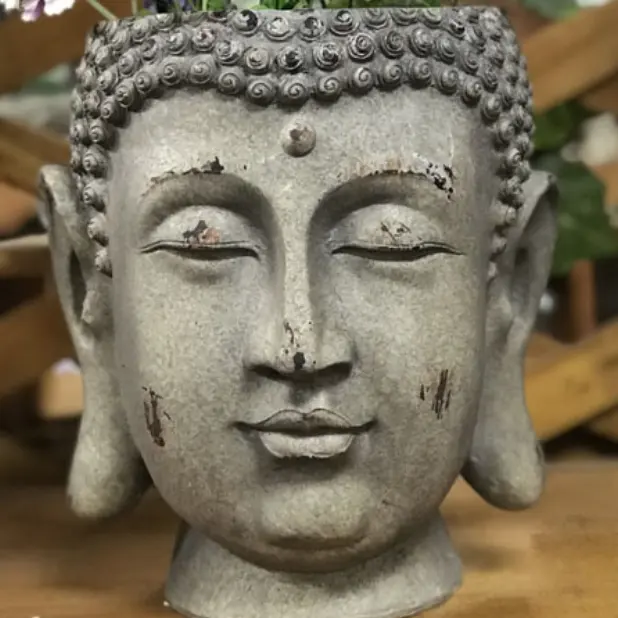 Estatua decorativa de resina con Cabeza de Buda de Tailandia, maceta para jardín, pared exterior, precio bajo, entrega rápida